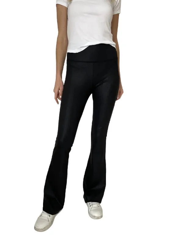 maroon fitted pants -Coated Flare Pant In Black