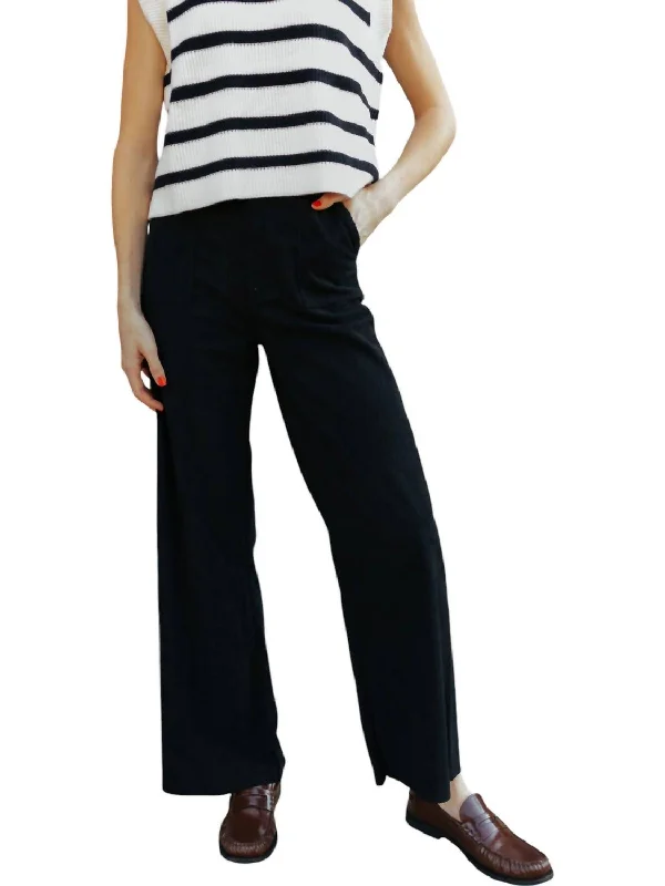 split leg pants -Cord Pants In Black