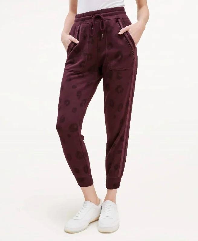 chevron weave pants -Corinna Jogger Pant In Black Cherry Leopard