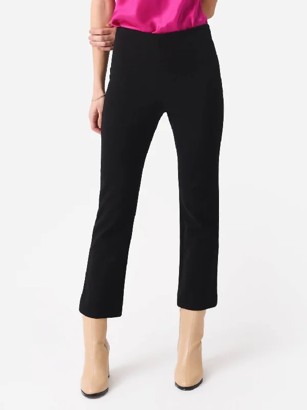 tie stretch pants -Crop Flare Trouser In Black