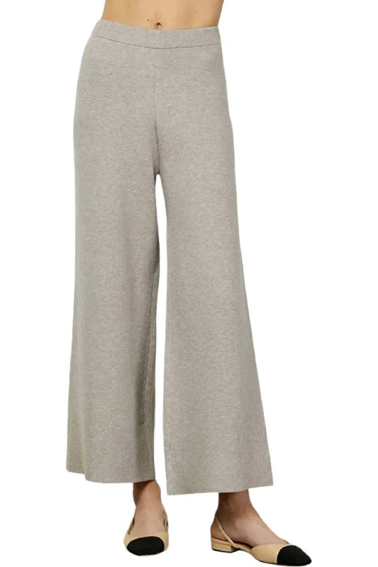 garnet relaxed pants -Cropped Wide Sweater Pants In Grey Melange