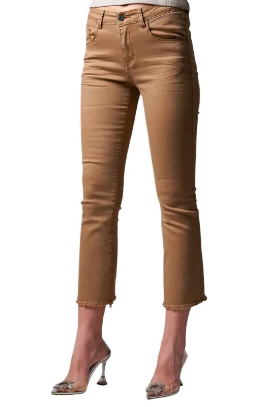 mid stretch pants -Deedee Cropped Slim Bootcut Jean In Camel