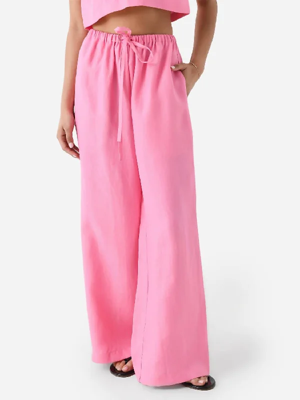 chevron trim pants -Delphi Drawstring Pant In Rose