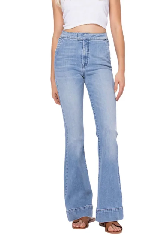 cyan performance pants -Farrah Ultra Flare Jeans In Light Wash