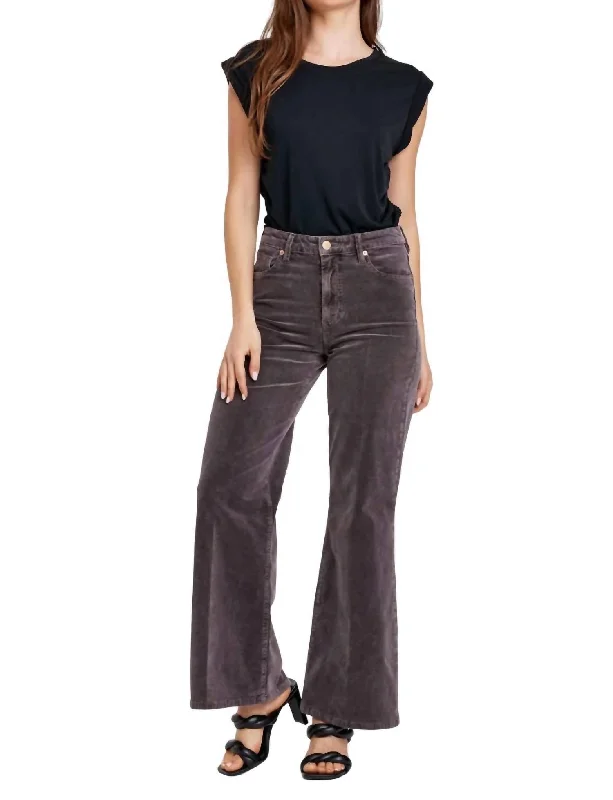 personalized patch pants -Fiona Cord High Rise Wide Leg Jeans In Espresso