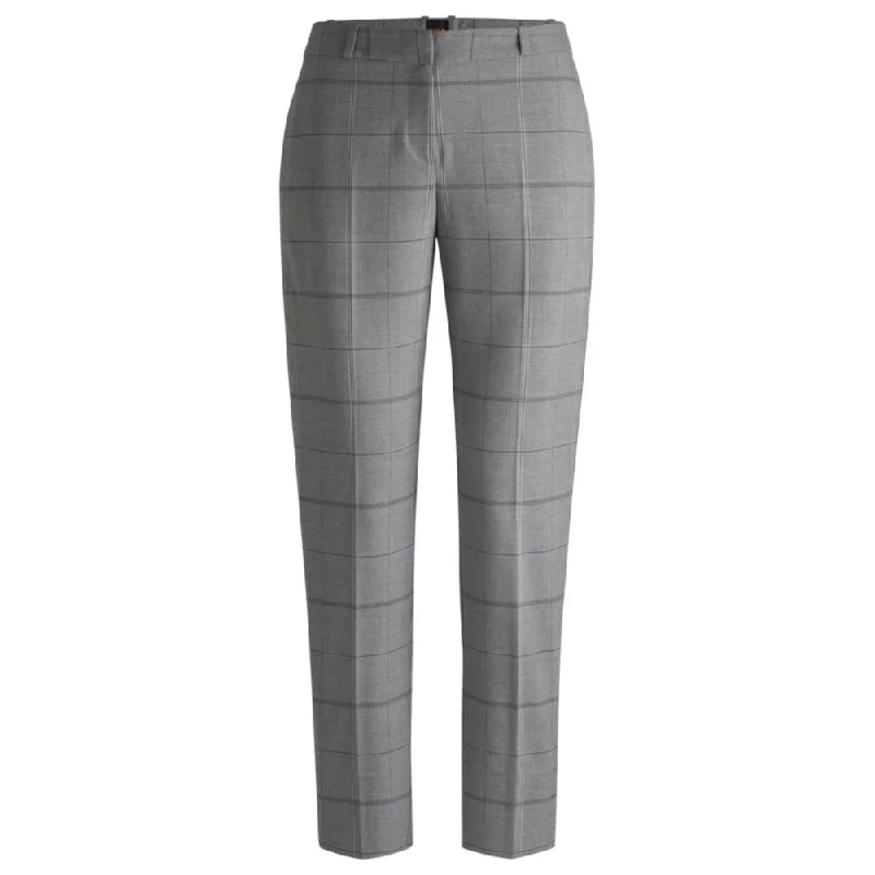 denim blue pants -Formal trousers in checked stretch fabric