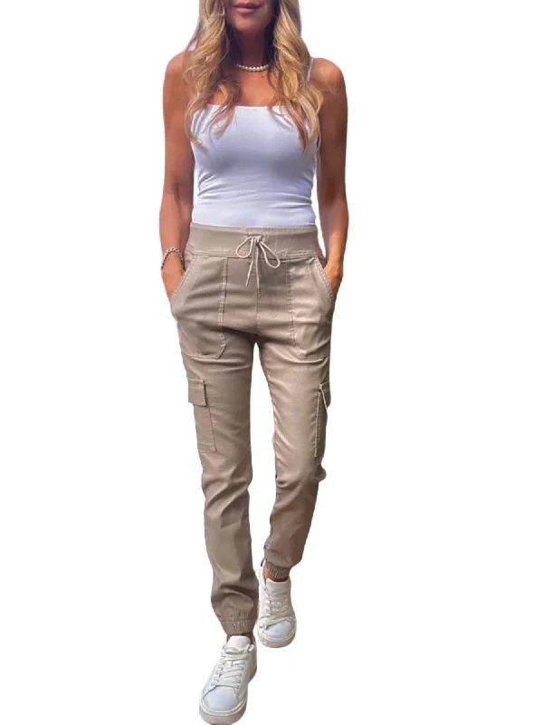 pair stretch pants -Gaya Cargo Pants In Taupe Domino