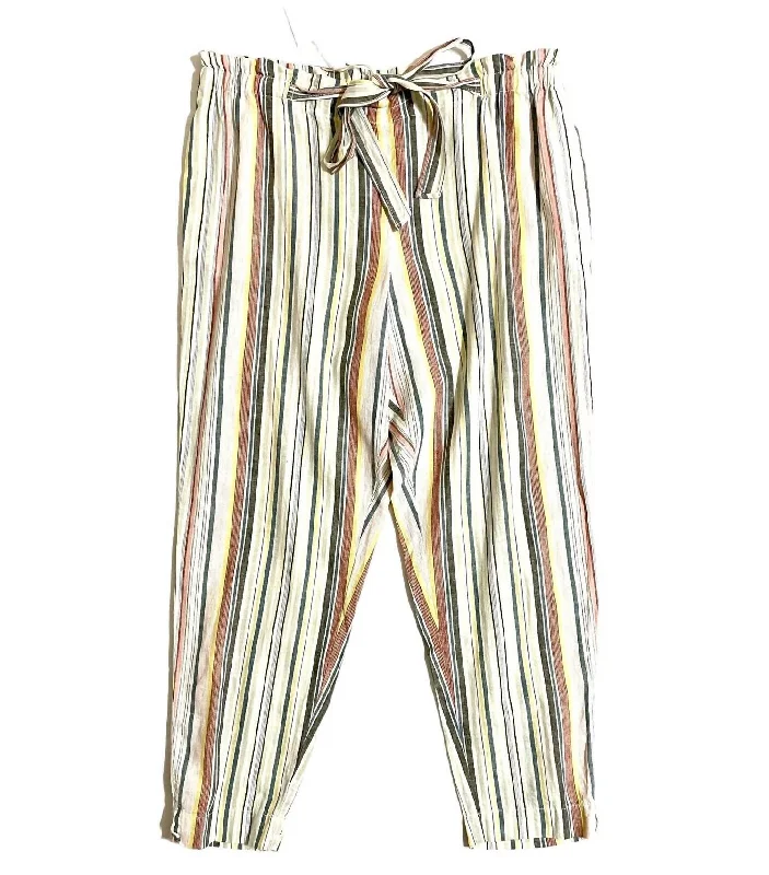 teal stretch pants -Giavanna Linen Striped Pants In Multicolor