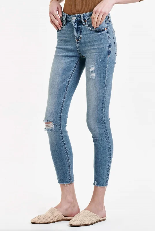 flare weave pants -Gisele Tahiti Mid Rise Skinny Jean In Denim