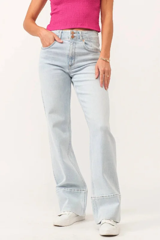 heavy check pants -Holly Seaside Straight High Rise Jeans In Light Wash