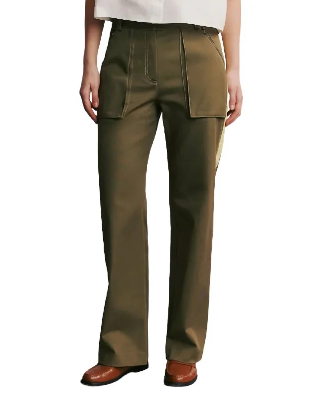 bronze trim pants -Isa Cargo Pants In Dark Olive