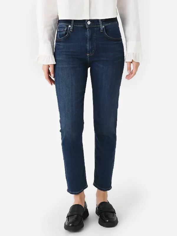 slate blue pants -Isola Straight Crop Jean In Courtland