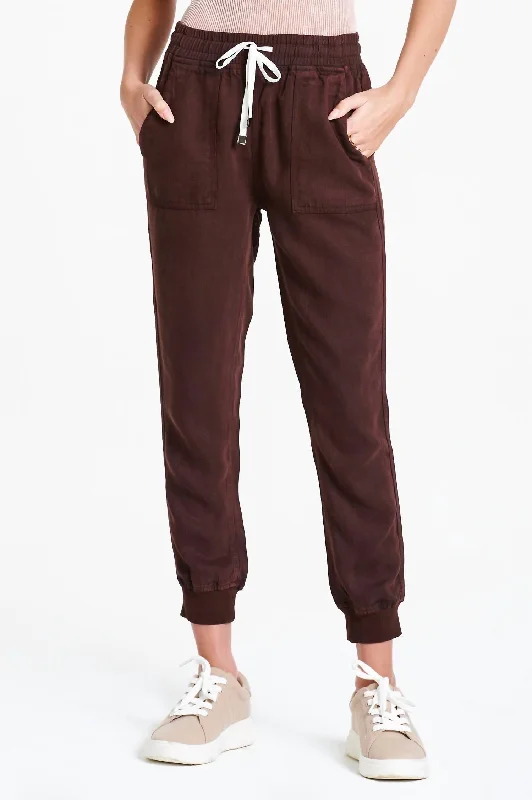 kiwi stretch pants -Jacey High Rise Jogger Pants In Dark Oak