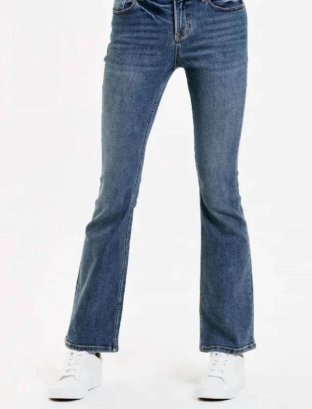 plum pattern pants -Jax Mid Rise Bootcut Jeans - Silverdale In Blue