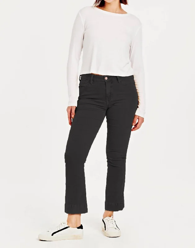 scarlet relaxed pants -Jeanna High Rise Cropped Corduroy Flare Jeans In Black