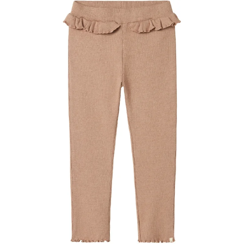 pair stretch pants -Lil'Atelier Rugby Tan Sophia Sim Pants