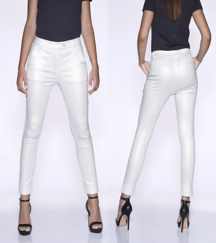 curve weave pants -Lively Coated Trouser Pant In Off White