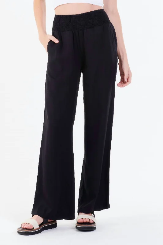 cargo stretch pants -Lizzie Wide Leg Lounge Pant In Black