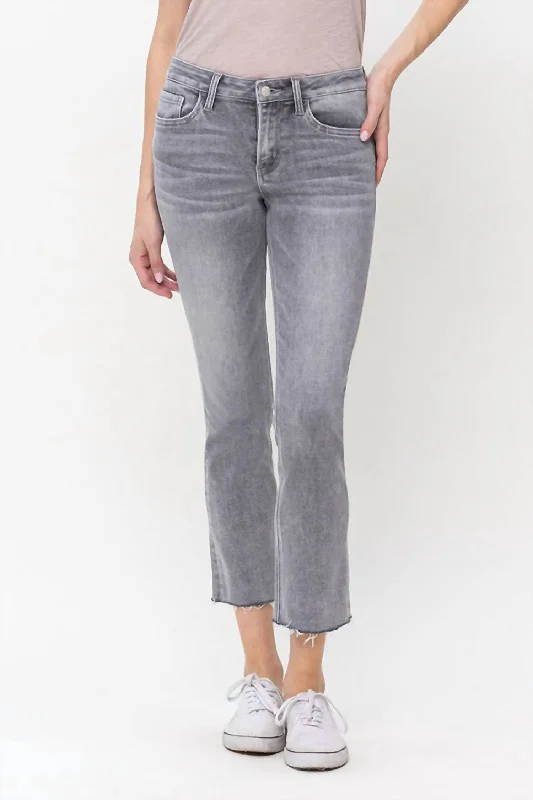 lime tactical pants -Mid Rise Crop Slim Straight Jeans In Faded Grey