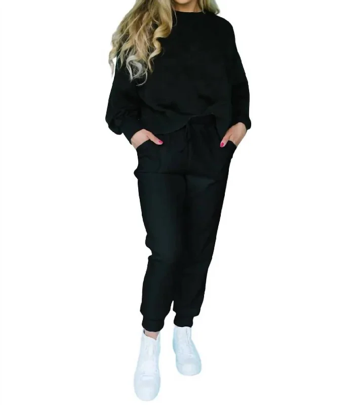 toddler graphic pants -Millie Luxe Sweatpant In Black