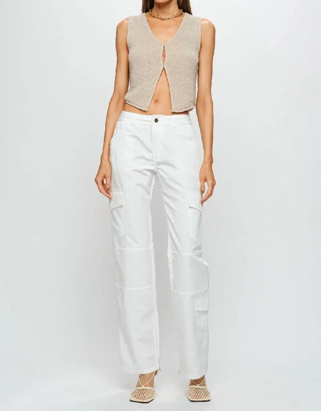 fitted utility pants -Mindy Cargo Pant In White