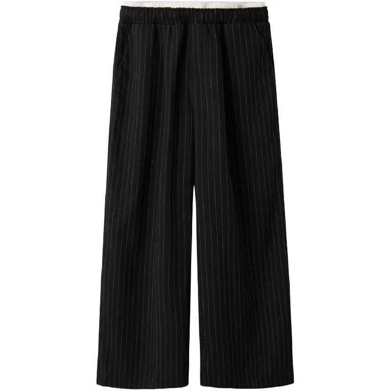 subtle check pants -Name It Black Tengrun Wide Pants