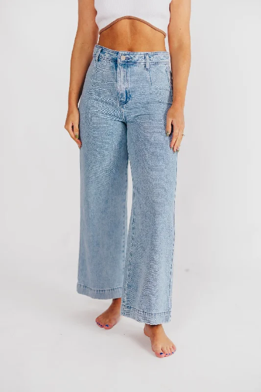 subtle check pants -Ina Washed Denim Cropped Pants