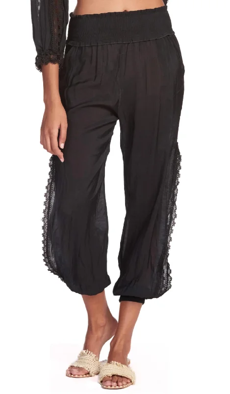 lapis utility pants -Pants W Side Slits In Black