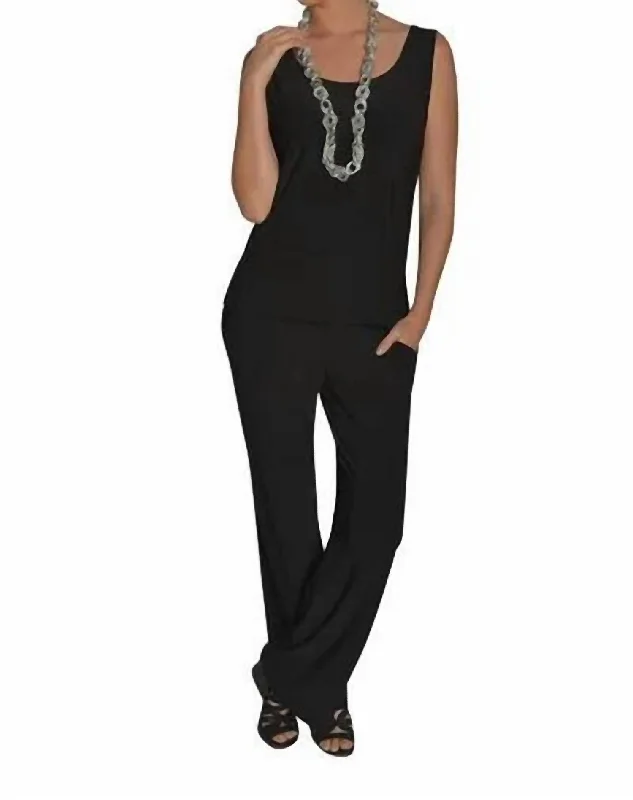 round cut pants -Perfect Match Set In Black