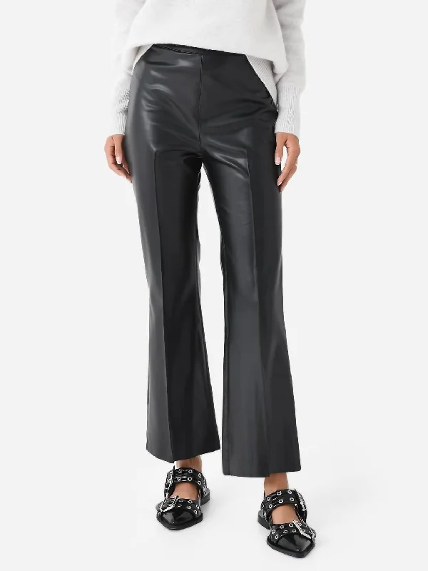 notch weave pants -Porterfield Vegan Leather Crop Flare Pant In Black