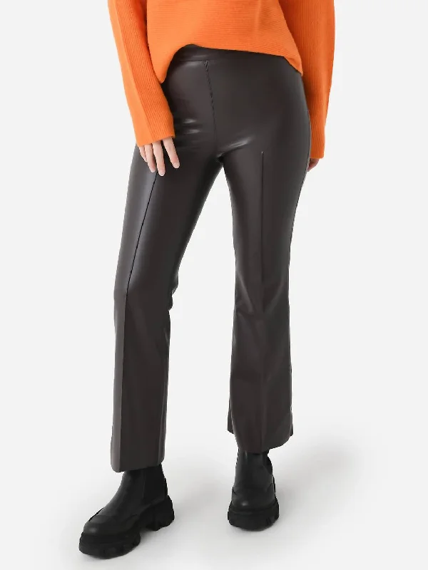 ombre stretch pants -Porterfield Vegan Leather Crop Flare Pant In Espresso