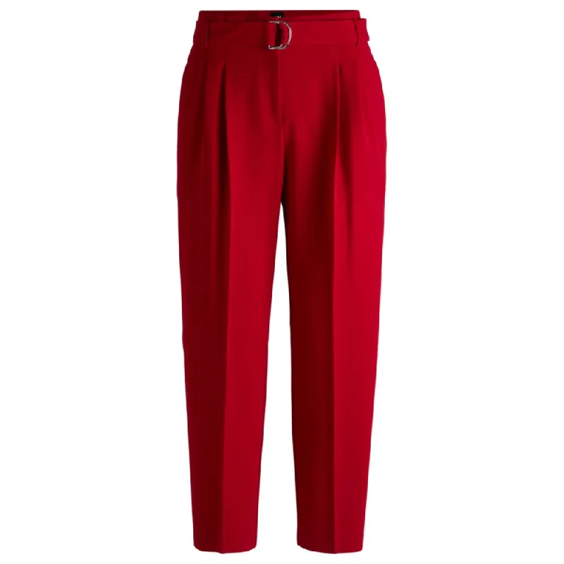 winter warm pants -Regular-fit cropped trousers in crease-resistant crepe