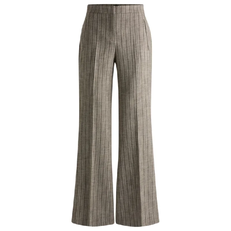 violet fitted pants -Regular-fit trousers in striped stretch cloth