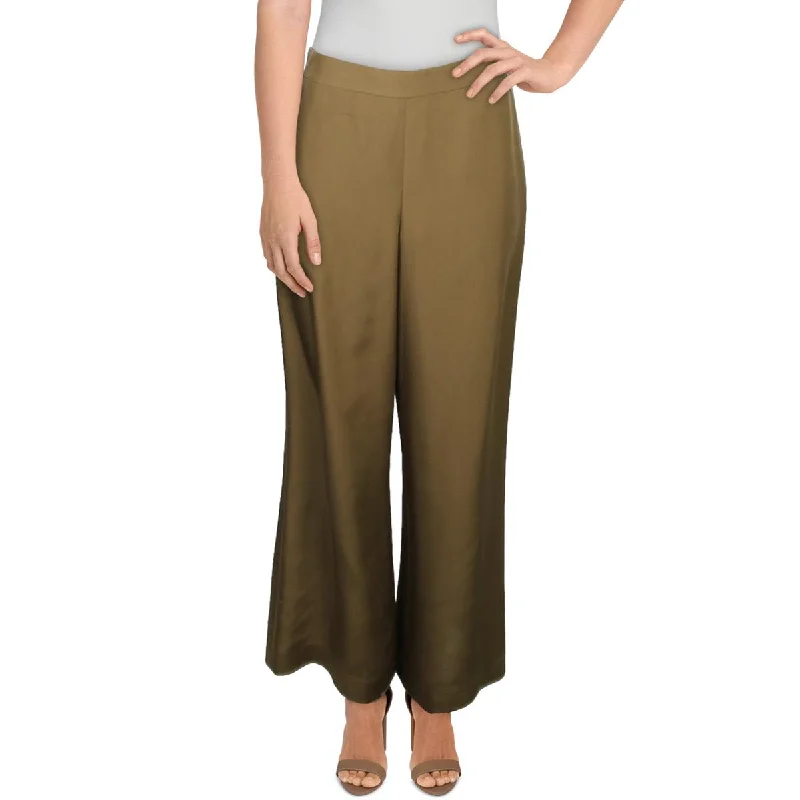 baby print pants -Riverside Womens Silk Wide Leg Trouser Pants