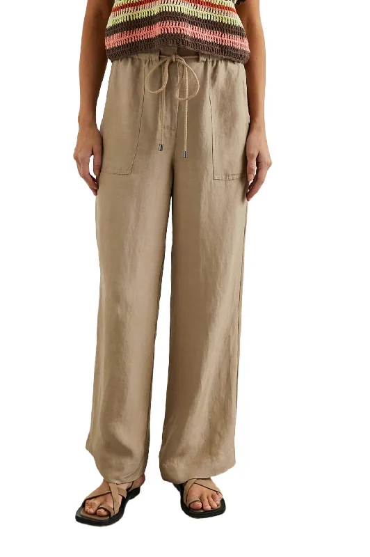 ruche check pants -Ryan Pants In Safari