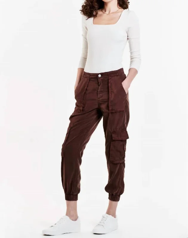 cowl waist pants -Sandi Tencel Cargo Pants In Chestnut