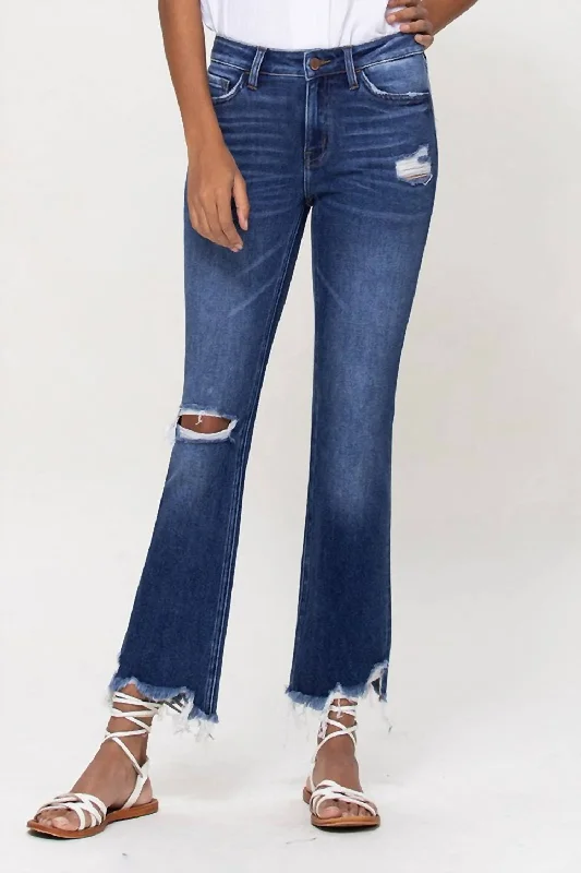 coral bold pants -Sasha Mid Rise Ankle Flare Jeans In Dark Wash