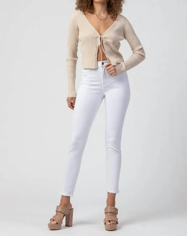 tie stretch pants -Seamless High Rise Skinny Jeans In White