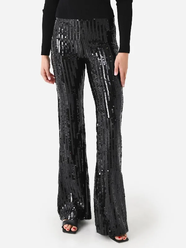 storm blue pants -Sequin Flare Pant In Black