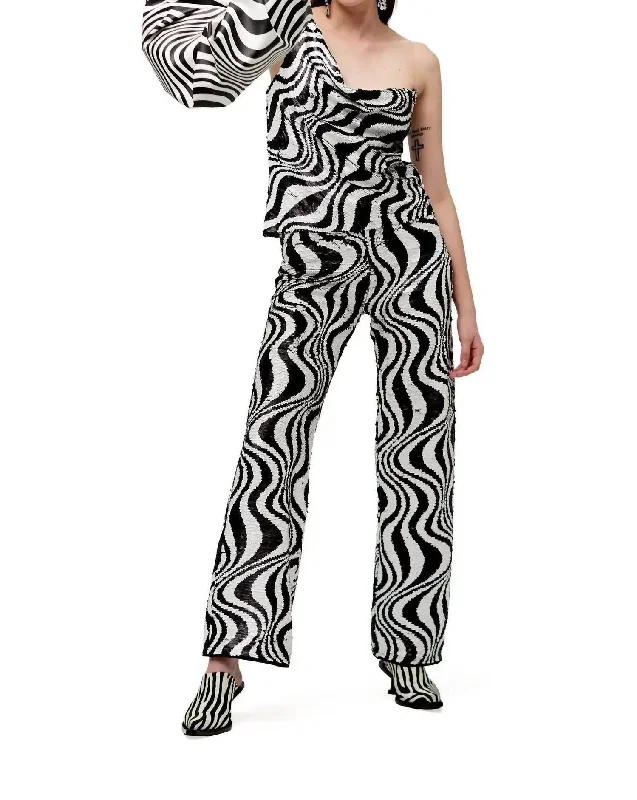 Sequin Tic Tic Pant In Black/white