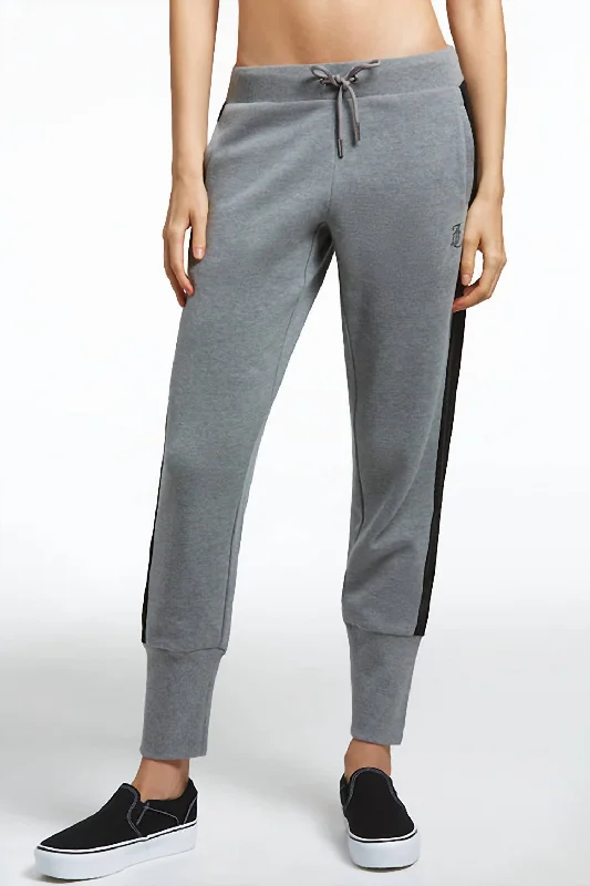 infant print pants -Side Bling Fleece Jogger In Light Grey