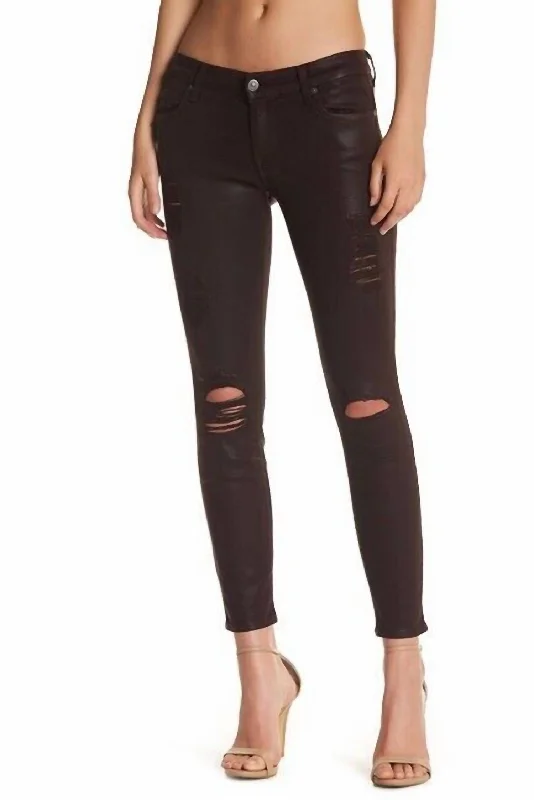 scarlet relaxed pants -Skinny Coated Distressed Jeans In Red