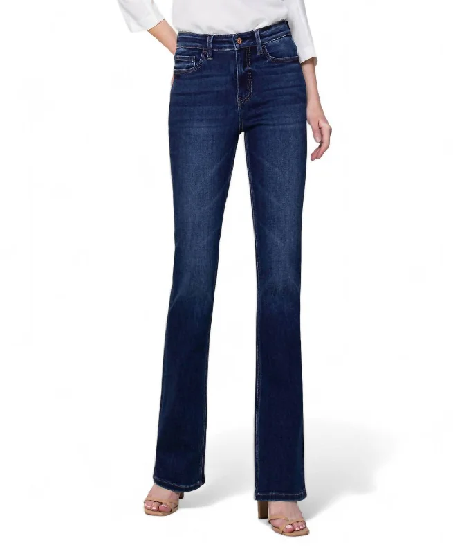 broad pattern pants -Skylar High Rise Bootcut Jean In Dark Wash