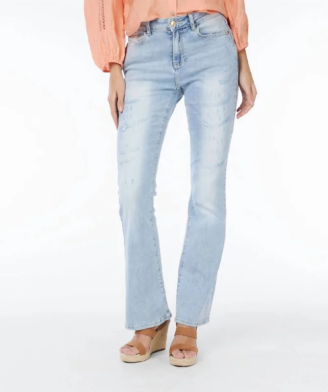 storm grey pants -Stick To It Flare Jeans In Light Wash