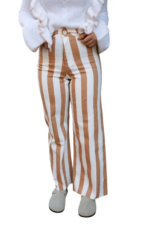 ombre stretch pants -Stripe Stretch Pants In Toffee