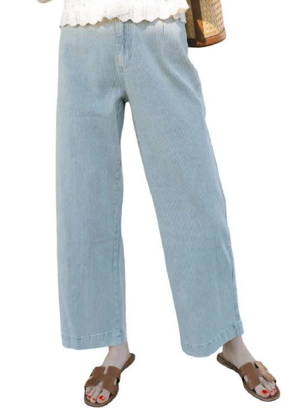 amber stretch pants -Stripe Wide Leg Pants In Blue