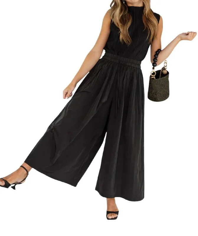 umber cargo pants -Taffeta Palazzo Pants In Black