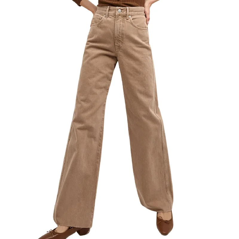 gunmetal stripe pants -Taylor Denim Wide Leg Jean In Tan Sierra