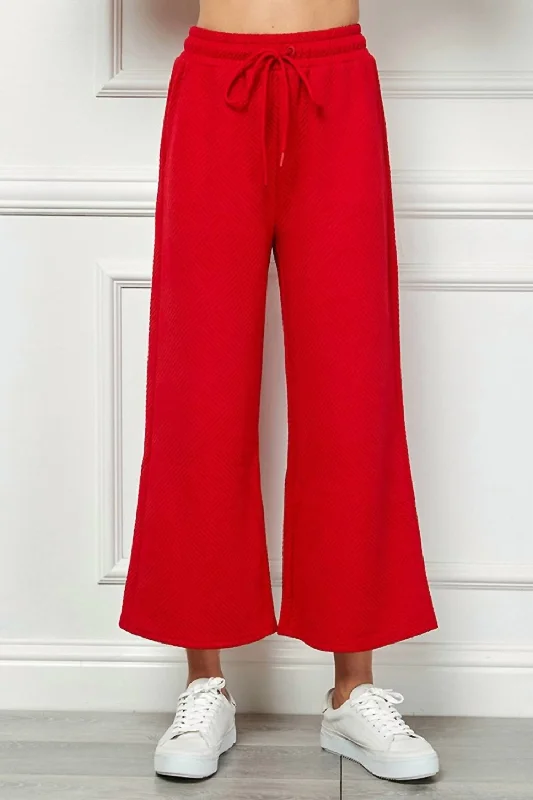 tunic check pants -Textured Cropped Wide Pant