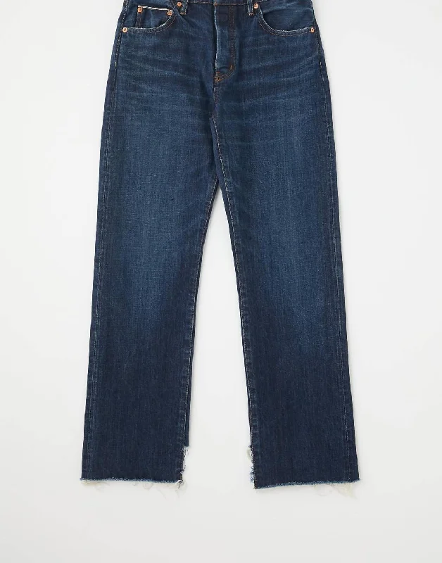 gunmetal stripe pants -Verde Straight Jean In Dark Blue